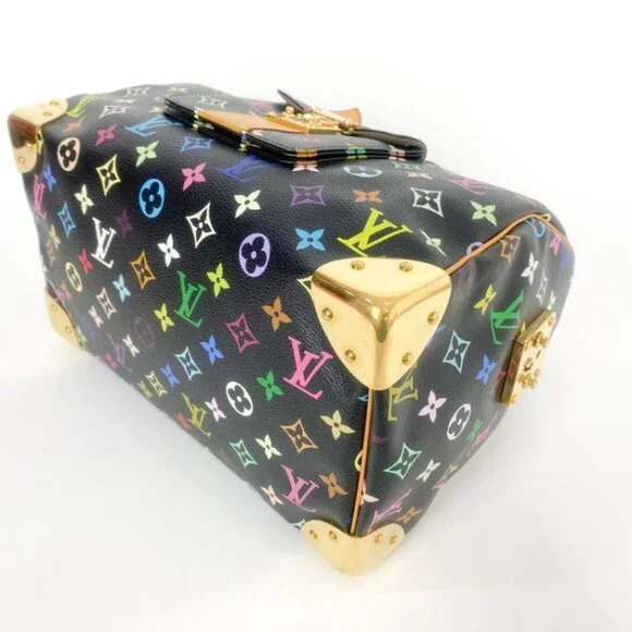 LOUIS VUITTON X TAKASHI MURAKAMI BLACK MONOGRAM MULTICOLOR SPEEDY 30 VINTAGE - Picture 4 of 13